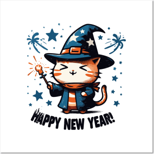 Happy New Year Cat Posters and Art